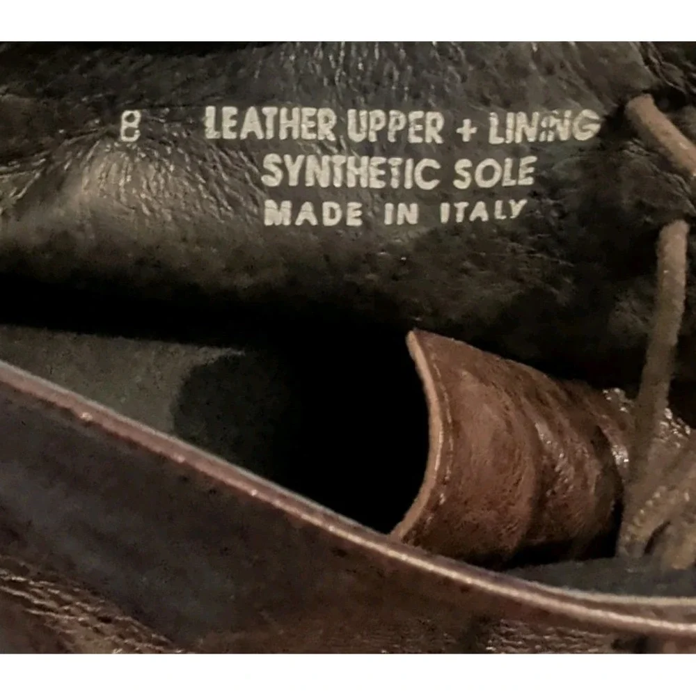 Mens TAXTO Leather Ankle Boots Square Toe Dark Brown Italian Italy Size 8 Bootie